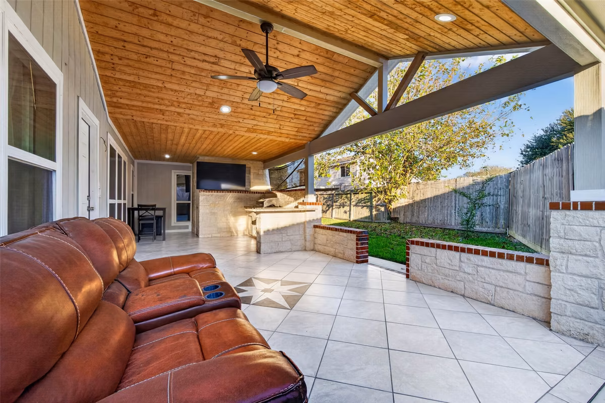 View of the backyard from the patio.